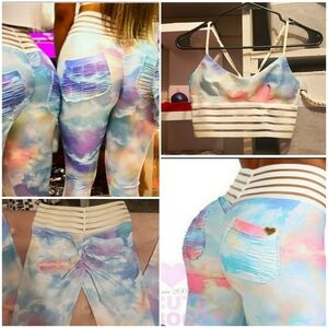 Cute Booty Lounge Lisa Frank Leggings & Matching Crop Top, Small